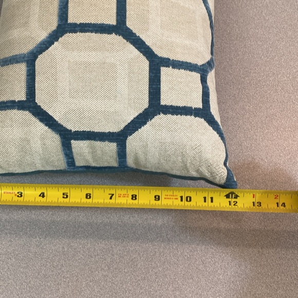 Teal geometric lumbar decorator pillow. - Picture 5 of 6